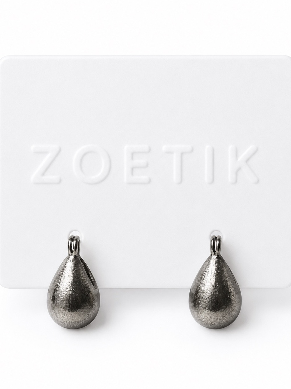Zoetik Gunmetal Teardrop Hoop Earrings Chunky Modern Minimalist NWT Boutique